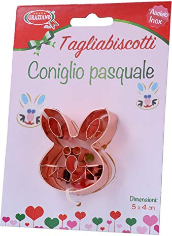 Graziano, Tagliabiscotti a Forma di Coniglio Pasquale, Realizzato Interamente in Acciaio Ramato, Ideale per Biscotti Classici, Ideali per Realizzare Squisiti Dolcetti in Tema Pasqua