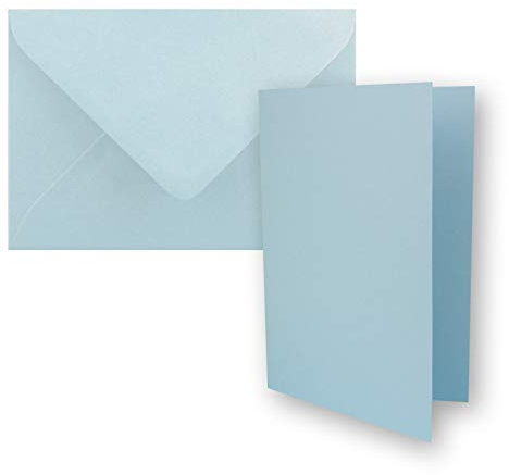 FarbenFroh - Juego de 10 tarjetas plegables DIN B6 con sobres en color azul claro (azul), 120 x 170 mm, ideal para tarjetas de invitación, bodas, bautizos, comuniones, confirmaciones