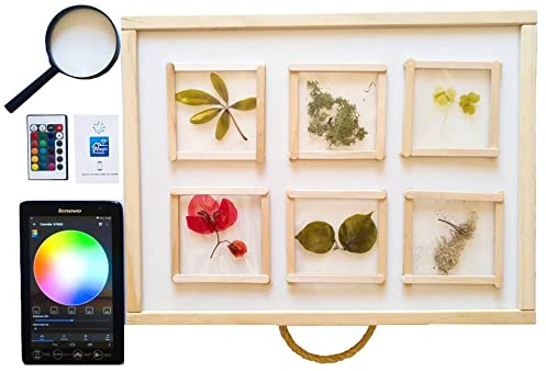 R-CRE@ – Interaktiver Montessori-Leuchttisch RGBW 48x37x7 cm | Reagiert auf Musik & Stimme | Mit App-Steuerung & Fernbedienung | Lernspaß mit Licht | Inkl. PDF-Aktivitäten | AIJU-zertifiziert