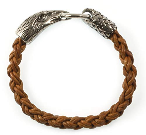 WAVEPIRATE® Echt Leder-Armband Edelstahl EAGLE ADLER ZO Cognac 23 cm Edelstahl-Verschluss in Geschenk-Box Herren