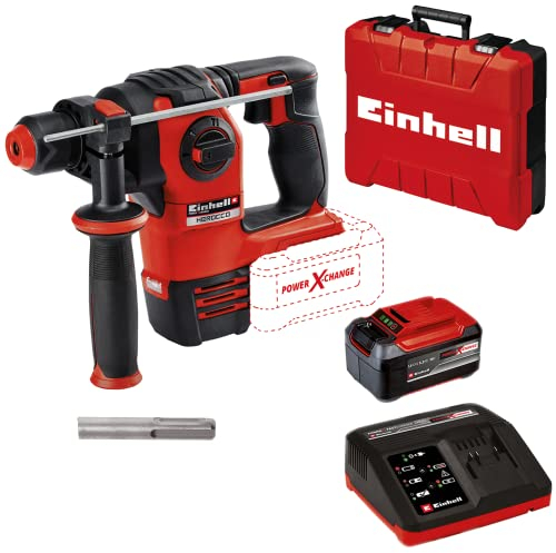 Einhell Akku-Bohrhammer HEROCCO 18/20 Power X-Change (Li-Ion, Bohren/Hammerbohren/Meißeln mit/ohne Fixierung, 2.2 J, bürstenloser Motor, SDS+ Werkzeugaufnahme, inkl. E-Box, 5,2 Akku und Ladegerät)
