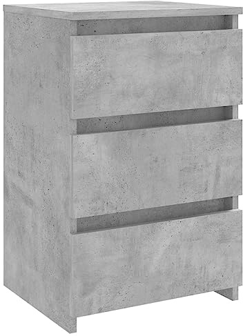 vidaXL Nachttisch mit 3 Schubladen Nachtschrank Nachtkonsole Nachtkommode Schlafzimmer Schrank Kommode Betongrau 40x35x62,5cm Holzwerkstoff