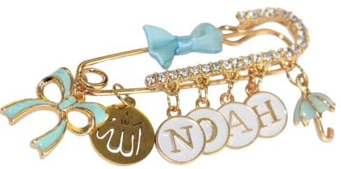 Baby Stecknadel mit Namen Anstecknadel Brosche personalisierte Baby Geschenk Mädchen Junge Glücksbringer Kinderwagen PIN