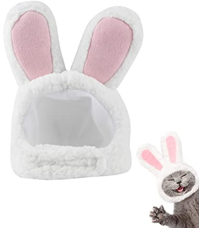 Cappello per Cani, Vestito Carnevale Cani, Orecchie da Coniglio per Gatto, Cappello da Coniglio in Peluche per Gatti, Cuccioli, Costume da Festa, Accessorio di Halloween, Copricapo