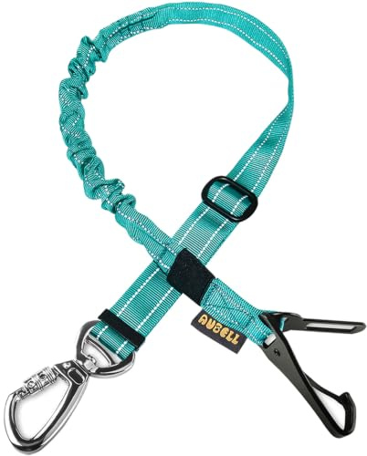 AUBELL Anschnallgurt Hund Auto,3-in-1 Bungee Hundegurt fürs Auto,Türkise | Einstellbar Haustier Sicherheitsgurt Für Auto Hunde Geschirr Tether mit Clip Haken-Verschluss & Schnalle, Swivel Karabiner