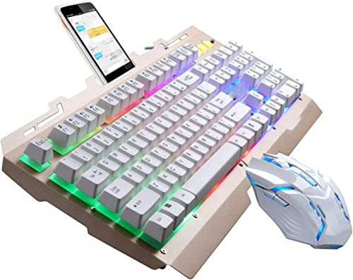Corsehild Clavier de Jeu et Combo de Souris, RVB Clavier de Jeu rétro-éclairé et Souris de Jeu illuminée, USB Ensemble câblé for l'ordinateur PC Travail de Bureau des Ordinateurs Portables de Joueur
