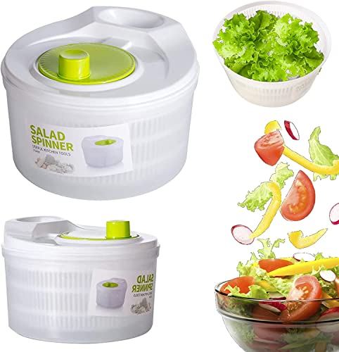 OLIYA 3L Salad Rotator Vegetable Washing Machine Fruit and Vegetable Bowl Foldable Salad Rotator Vegetable Dryer Set with Cover for Kitchen Tools Salad Dryer Salad Shooter Small Salad Rotator