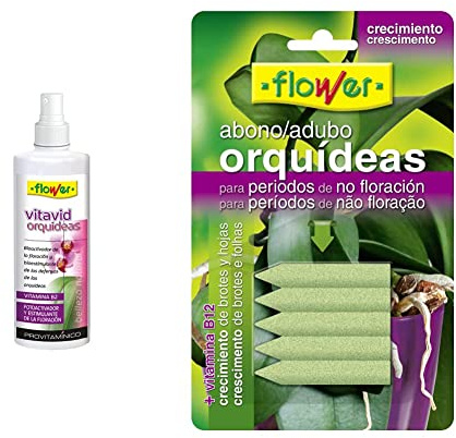 Flower Vitavid Orquídeas Platinum 10, 180 ml & Abono Clavos Orquídeas, 5 Unidades