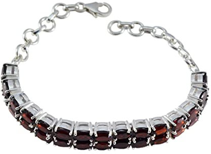 Armband aus 925er Sterlingsilber, roter Granat, echte Edelsteine, Januar, Monat, Steinbock, Astrologie-Armband – Mann, Schmuck, Tennisarmband, Geschenk für den Weihnachtstag