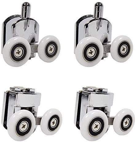 YUANQIAN Lot de 4 roulettes de douche avec double porte coulissante (2 en haut + 2 en bas) (25 mm - 2top + 2 bas)