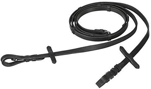 Start Leder-Zügel mit Stoppern – griffige Softleder-Wodze mit Martingalstopper – stabile Edelstahlschnallen, klassisch - 16 mm