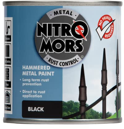 Nitromors Hammered Metal Paint, Black, 250 ml UV Resistant Rust Protection for Doors Gates Furniture