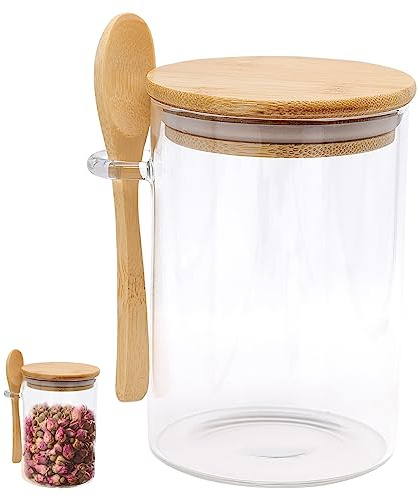YAXIDAEVER Gewürzdose,Zuckerdose mit Löffel,Salzdose,Gewürzdosen Glas,Gewürzgläser für Küche und Speisekammer