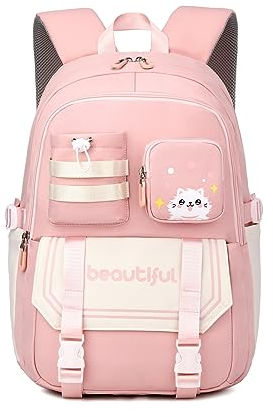 FANDARE Zaino per bambini Zaini Casual Zaini Cartelle Zaino Scuola Borse Elementare Zaino Ragazze Ragazzi Zainetto per Studenti Primarie Viaggiare Università Uomo Donna Zainetto Rosa