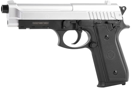 GSG PT92 Bicolor Softair Pistole Kaliber 6mm BB Federdruck Airsoft freie Waffe ab 14 Jahre Energie <0,5 Joule Air Soft Soft Air Erbsenpistole Softairwaffe Airsoftpistole Fake Pistole