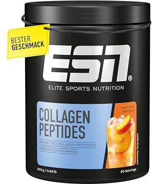 ESN Collagen Peptides, Tè freddo alla pesca, 300 g, 20 porzioni, collagene in polvere, prodotto in Germania
