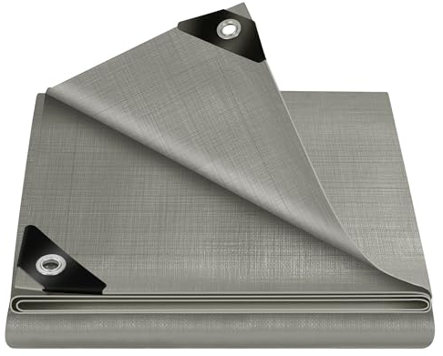 WOLTU Telone Occhiellato Idrorepellente per Esterno, Telo Copri Legna, Telone Copertura Antipioggia Copertura da Esterno, 180gsm PE, 5x5 m, Grigio