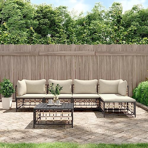 Faroom Gartenlounge Set Poly Rattan, Gartenmöbel Set Loungemöbel Set aus Aluminium, Balkon Lounge Sofa Outdoor Balkonmöbel Kleiner Gartengarnitur Sofagarnitur Anthrazit 6-tlg-Type-35