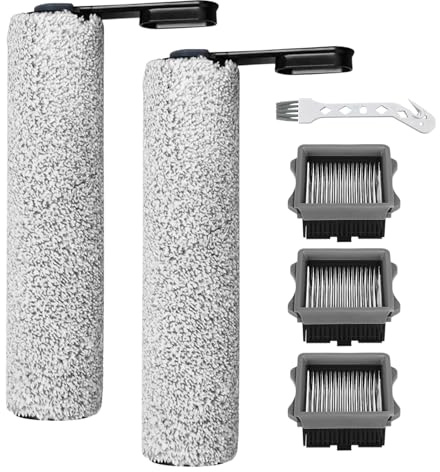Zubehörset für Tineco Floor One S5/S5 Pro Nass-Trocken Ersatzteile, Bürstenrolle und Filter Ersatzteile, 2 Bürstenrolle + 3 Filter + 1 Reinigungsbürste, für Tineco Floor One S5/S5 Pro