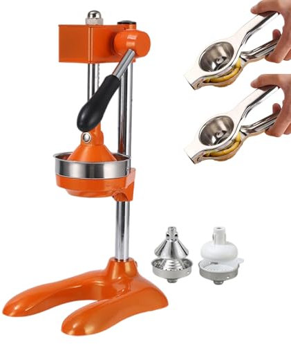 forplubossmmp Spremiagrumi Manuali, Spremiagrumi A Mano, Spremiagrumi Commerciale per Agrumi, Spremiagrumi per Limoni con Piastra di Grosso Calibro, Dotato di 2 Stampi, Facile da Pulire,Orange