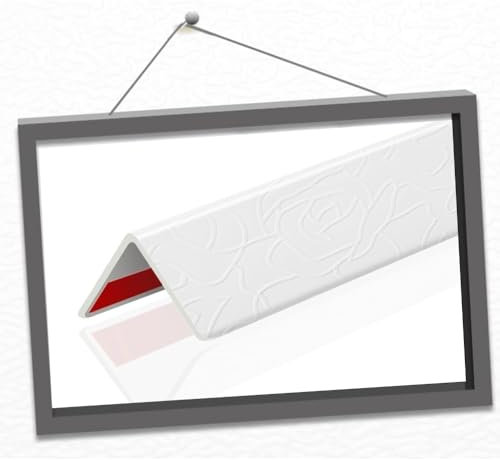 ZIUSFAC Weiß Kantenschutz PVC Eckschutzschiene Selbstklebend Eckschutzprofil L-Form Kantenschutzprofil 2.5 cm × 1m Breite Winkelprofil Für Wände(White Roses,3.6x120cm/1.4x47in)