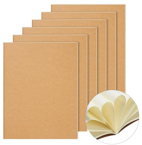 YBCPACK Kraft Notizbuch A4 Dotted, 6 Notizbücher Set, Gepunktet Notizheft | Notizblock mit 64 Seiten (32 Blätter) für Büro, Schule & Reisen (21.6x28cm)