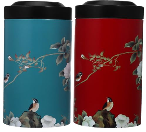 VOSAREA 2pcs Vintage Tea Tinplates Tea Tin Canisters Metal Tinplate Empty Tins Decorative Kitchen Canisters Farmhouse Container for Flour Sugar Coffee Storage