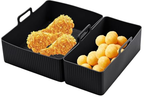 Air Fryer Liners, Silicone Air Fryer Basket Liner, Baking Tray for Air Fryer, Multifunctional Baking Tray, Silicone Pot for Air Fryer, Oven Accessories for Air Fryer, Rectangular Air Fryer Liner,