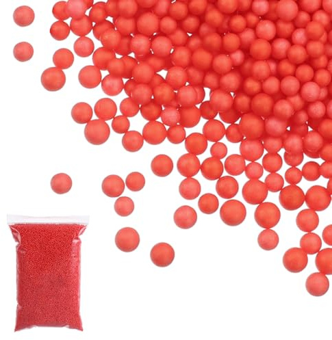 PATIKIL Bolitas De Espuma, 7-9mm Esferas De Espuma, Mini Bolitas De Poliestireno para Suministros De Manualidades DIY Decoración De Bodas Fiestas Arte Casero, Rojo
