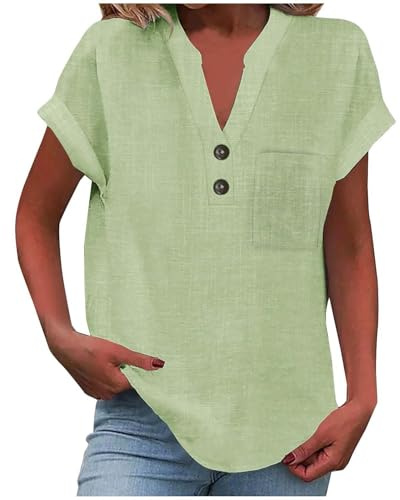 Top Estivo Donna in Saldo Camicia con Nodo Davanti Donna Fucsia Elegante T Shirts Cotone Curvy Maglietta Bianca Bimba Maglie Mezza Manica Colorate Magliette Addio al Nubilato Blusa Taglie Forti