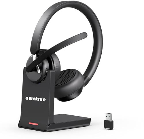 Wireless Headset with Mic for Work, Bluetooth 5.3 Headset with AI Noise Reduction Microphone & Call Reminder, Wireless Headphone with Voice Assistant for PC/Computer/Remote Work/Call Center/Zoom