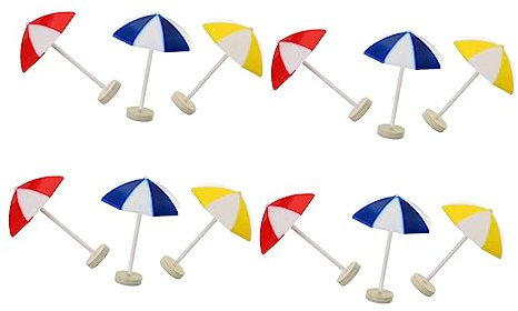 Homoyoyo 12pcs Miniature Beach Umbrella Doll House Decoratives Micro Landscape Resin Ocean Scene Mini Sun Umbrella for Beach Layout