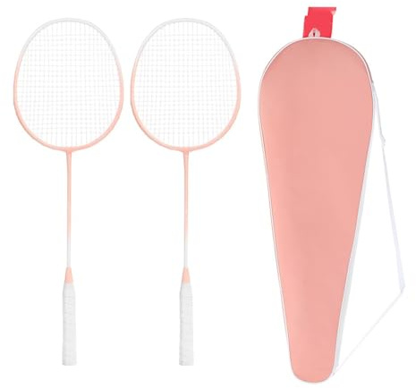 Zxpjkyu Set di Racchette da Badminton Luminose con Borsa per Il Trasporto, Equipaggiamento Ammortizzante, Impugnatura Antiscivolo, Racchetta da Badminton per, Rosa