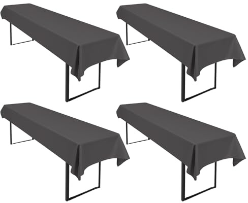 4 Stück Dunkelgrau Biertisch Tischdecke 250 x 100cm Wasserfester Polyester Glattgewebtes Biertischtuch Innen und Außen Universelles Tischtuch Fleckenfest Einfach zu Reinigen