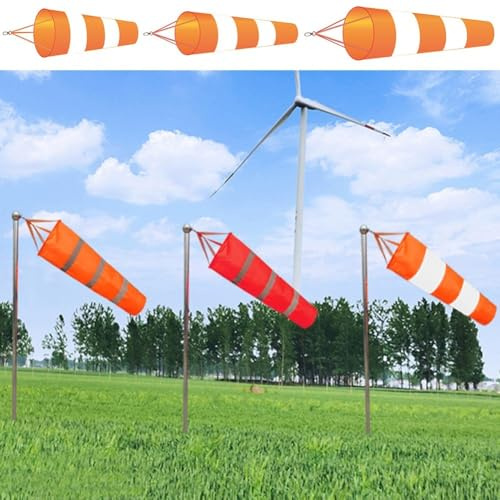 Reflektierender Windsack in Orange und Weiß für genaue Windmessung (100 cm)