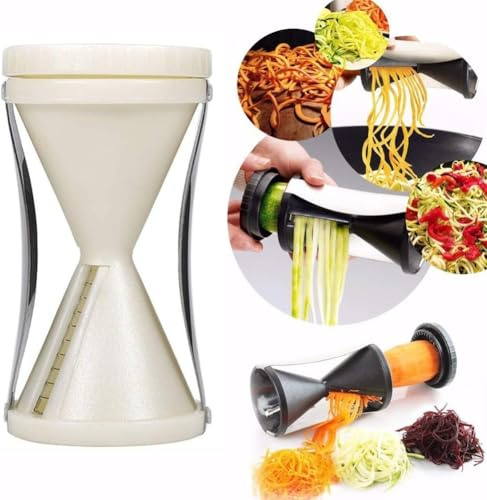 Cortador De Verduras En Espiral- Hdheld Máquina De Espaguetis para Fideos De Pasta De Calabacín para Fideos Vegetarianos De Calabaza Zanahorias, White