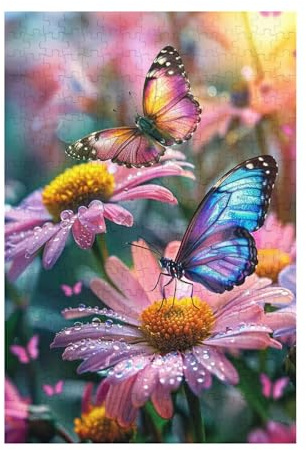 Schmetterling Puzzle Blume Puzzle Große 2000 Teile Erwachsene, Clevere Rätsel, Geschicklichkeitsspiel für die Ganze Familie, Holz Farbenfrohes Jigsaws mit Geschenkbox, Deko Wohnzimmer 99x70cm D-795