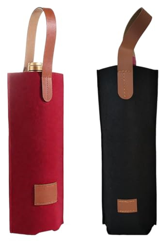 GXGM 2 bolsas de fieltro para vino con asa,bolsa para botella de vino ideales para regalar, bodas, bautizos y cumpleaños