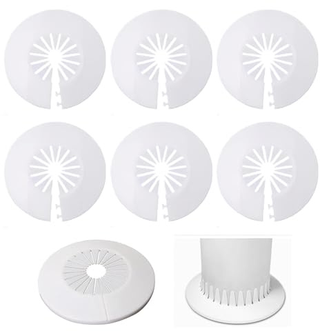 6 cubiertas de tubería de brida de placa de escudo, placas de cubierta de fontanería a presión, collar de cubierta de línea de drenaje de agua (blanco, apto para tuberías de 15 mm a 28 mm)