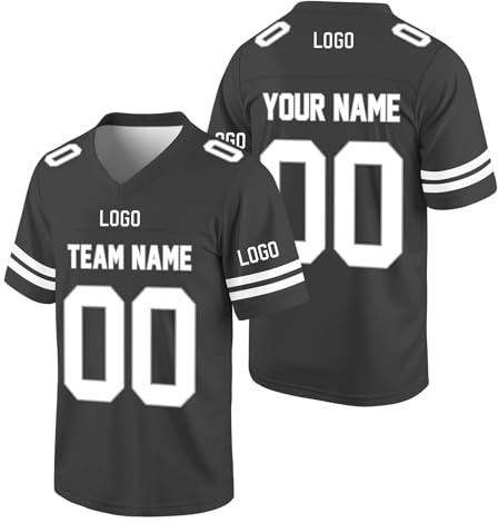 Personalisiert American Football Spieltrikots für Herren Kinder,Benutzerdefinierte Rugby Trikot T-Shirt mit Name Nummer