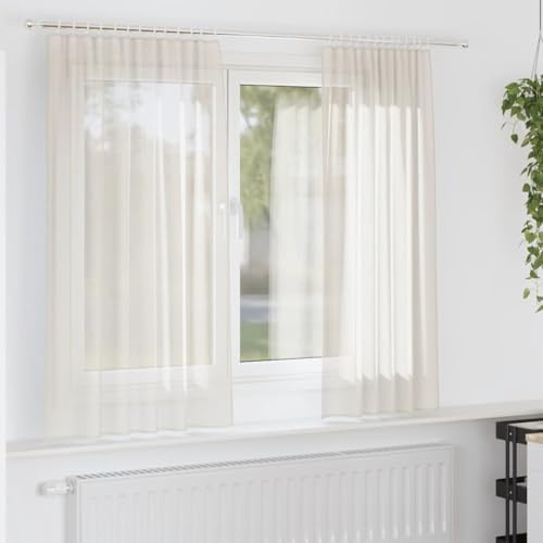 Genérico Cortinas de Gasa con Bolsillos para Varillas 2 uds. Crema,Casa y jardín,Decoración,Tratamientos de la Ventana,Cortinas y visillos,Crema,0.32 KG,4102177