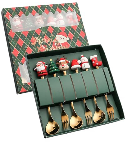 Petites Cuillères à Dessert | 1 Ensemble Acier Inoxydable Fourchettes pour Café et Dessert | Fourchettes pour le Dîner de Noël | pour la Crème Glacée, le Fruit, le Thé, la Maison, la Fête de Vacances,