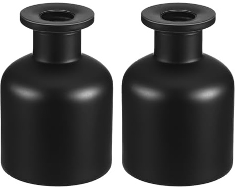 RORPOIR Botellas Difusoras de Vidrio 150 Ml Mate Negro 2 Unidades Recipiente Difusor Recargable sin Fuego para Aromaterapia en Hogar Oficina y SPA