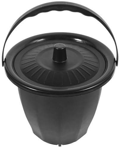 ROMISBABA Pot de Chambre Portable pour Adultes et Garçon et Filles, Urinoir en Plastique Noir Couvercle, Léger et Compact, Bassin de Lit Stable et Facile à Nettoyer, pour Personnes Âgées