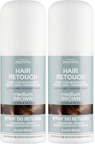 JOANNA Ansatzspray Mittelbraun 75 ml – Kaschieren grauer Haare & nachwachsender Ansätze – Stufenlose Abdeckung – Kaschmiereffekt – Natürliches Farbergebnis – Ansatz-Kaschierspray (Packung mit 2)