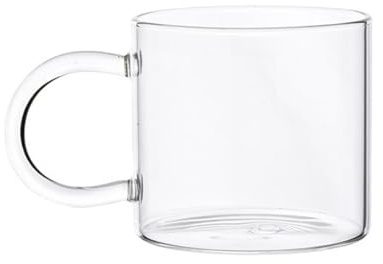 RUNZE765Z Bicchieri da cucina Tazza da caffè in vetro trasparente con manico colorato, tazza in borosilicato 11,3 once for, tè, latte e bevande per succhi(Transparent)
