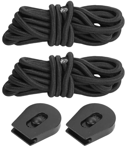 Mavaol 2pcs Elastic Bungee Cords Kayak Stretch Rope with Anti Slip Buckle for Paddleboard 250cm Length 5mm Diameter Black
