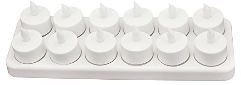 HERO-LED 【Upgraded】 CD-RC-12ST-A Rechargeable LED Electric Candles, Flameless Flickering Tea Lights, Set of 12, Amber Color