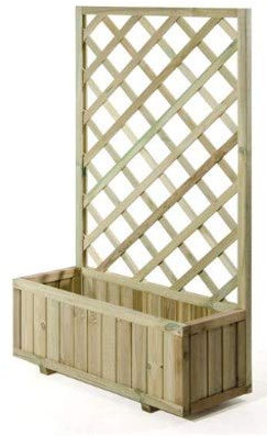 CABEX CO. S.r.l. – Fioriera con Pannello Spalliera Grigliato Rettangolare Cm. 90x30x180 da Balcone, Terrazzo e Giardino, in Legno di Pino/Abete impregnato in Autoclave Modello [628F/26]