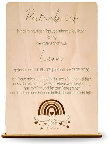 Suzu Papers Patenbrief für Taufpaten - Personalisierbares Geschenk vom Taufkind für die Paten – Patenonkel fragen - willst du mein patenonkel werden